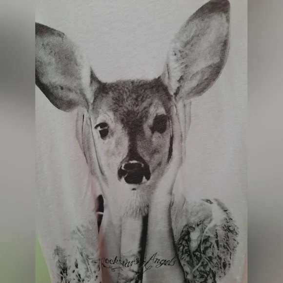 Rockstars & Angles Los Angeles Pink Graphic Bambi Deer Short Sleeve Top - Picture 2 of 9